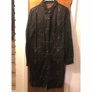 Lucky & blessed denim long horn tunic - L&B